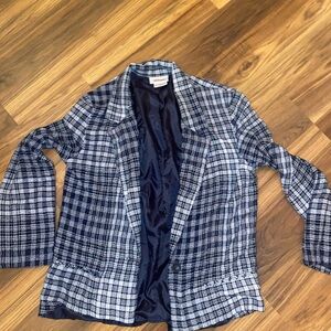 Worthington Navy and White Plaid Blazer